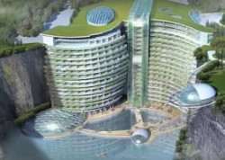  Возле Шанхая построят самый зеленый отель в заброшенном карьере