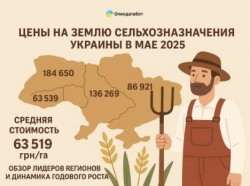 27-05-2025 Цены на землю сельхозназначения в Украине: май 2025